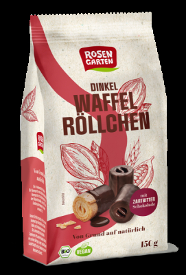 Rosengarten Dinkel-Waffelröllchen Zartbitter