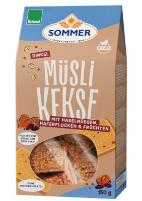 SOMMER BIOLAND Dinkel Müsli-Kekse mit Haselnüssen