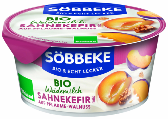 Söbbeke Bio Weidemilch Sahnekefir Pflaume Walnuss 150g