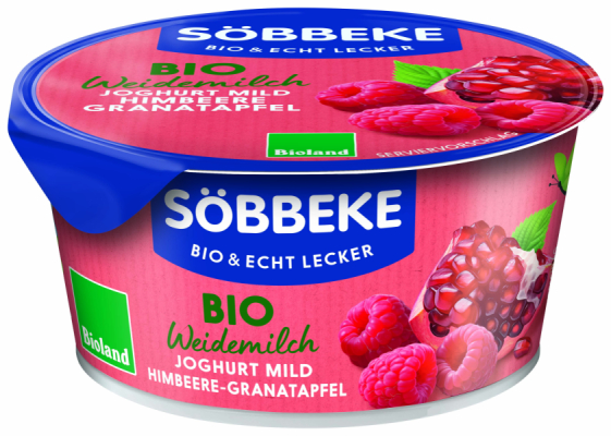 Söbbeke Bio Weidemilch Joghurt mild Himbeere-Granatapfel