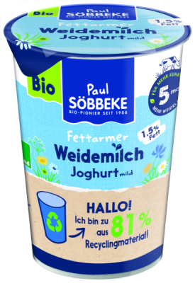 Söbbeke Bio Weidemilch Naturjoghurt mild 1,5 %