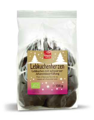 Linea Natura Lebkuchenherzen, gefüllt (schw. Johannisbeere)