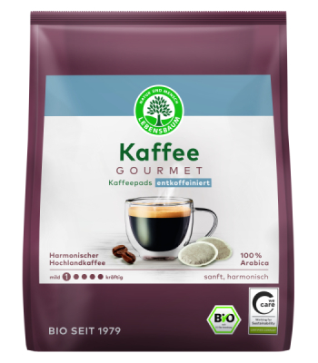 LEBENSBAUM Kaffee Gourmet, Kaffeepads, entkoffeiniert