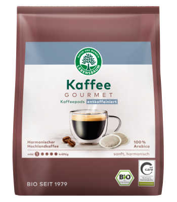 LEBENSBAUM Kaffee Gourmet, Kaffeepads, entkoffeiniert