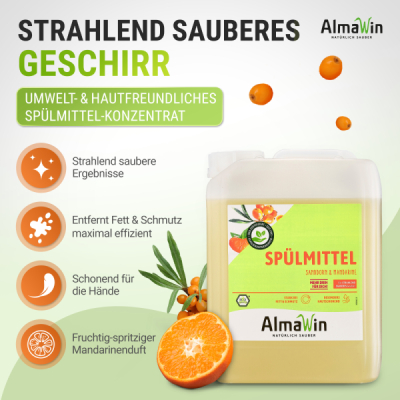 AlmaWin Spülmittel Sanddorn & Mandarine