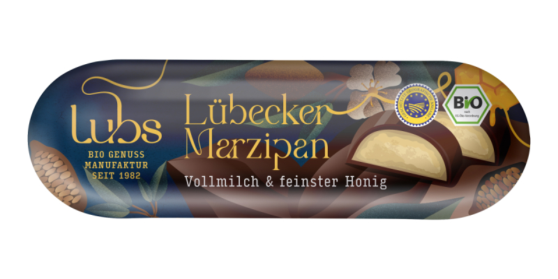 Lubs Lübecker Marzipanbrot mit Honig - VM-Schoko, Bio