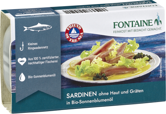 Fontaine Sardinen ohne Haut u. Gräten in Bio-Sonnenblumenöl