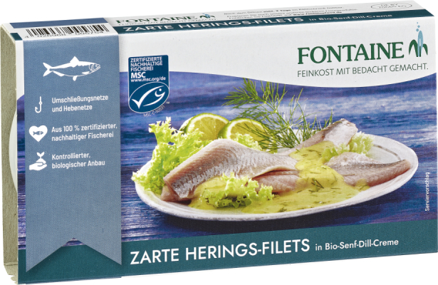 Fontaine Heringsfilets in Bio-Senf-Dill-Creme