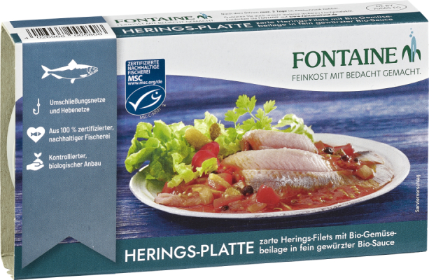 Fontaine Herings-Platte in Bio-Creme mit Bio-Gemüseeinlage