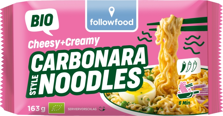 followfood Cheesy Creamy Carbonara Noodles