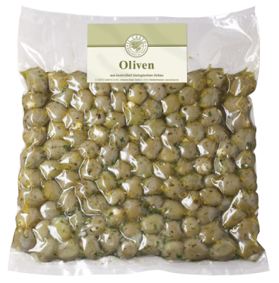 Il Cesto Griech. Oliven m. Knoblauch gef. mariniert