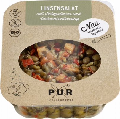 Linsen Salat mit Paprika und Rauchöl