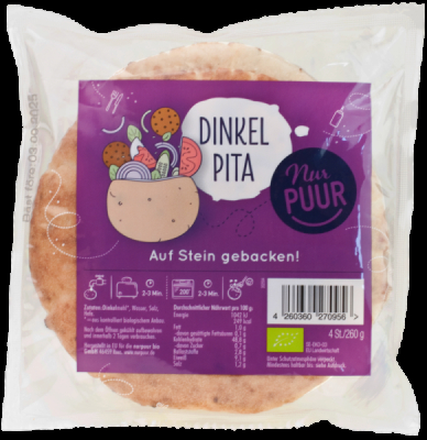Nur Puur Dinkel Pita, 4 Stück