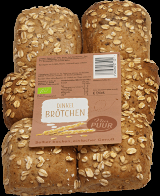 Nur Puur Dinkel Brötchen 73% Vollkorn, 6 Stück