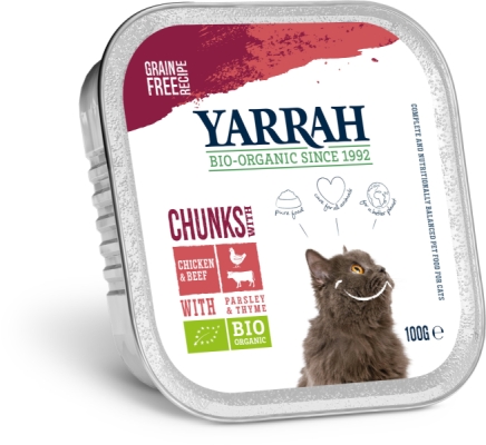 Yarrah Bio Katze Schale Bröckchen Huhn mit Rind